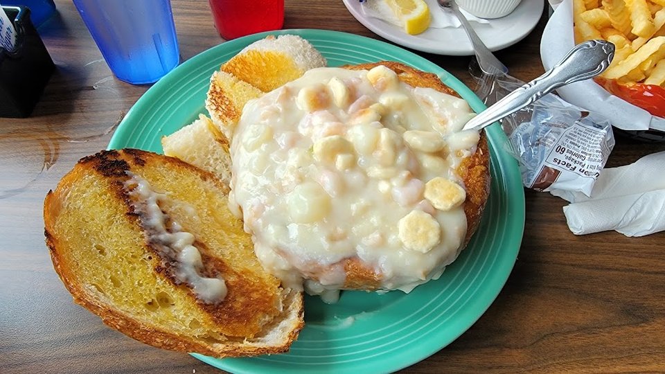 Clam Chowder in a Sourdough Bowl