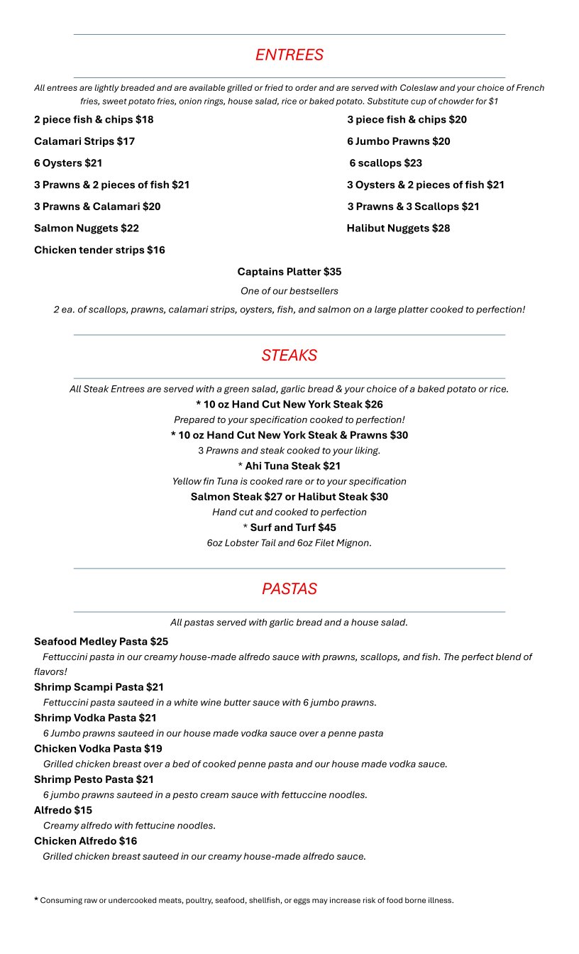 Menu page showing soups, salads, and appetizers.